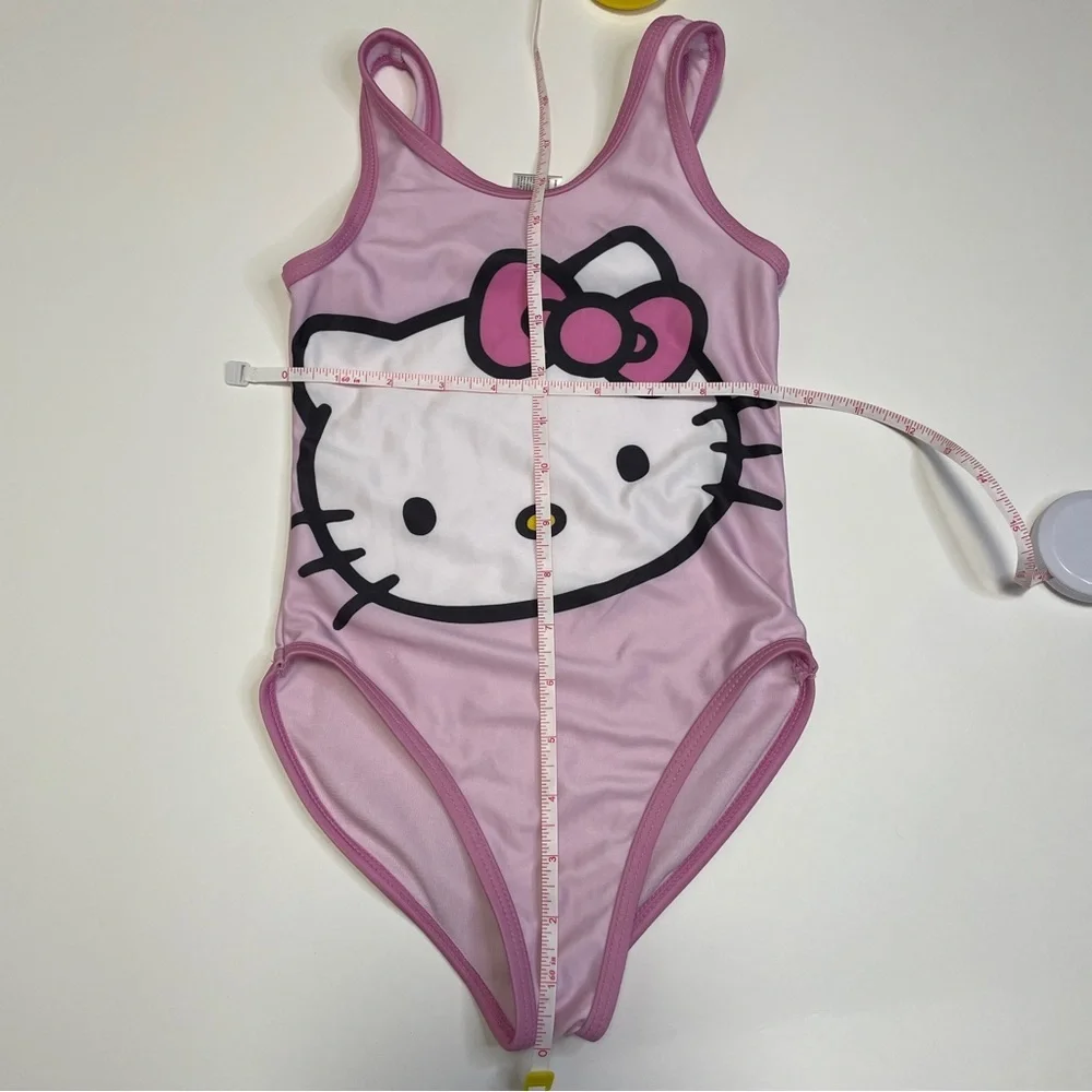 Hello Kitty Girl's Pink One-Piece Swimsuit Tank Bathing Suit XS (4/5)